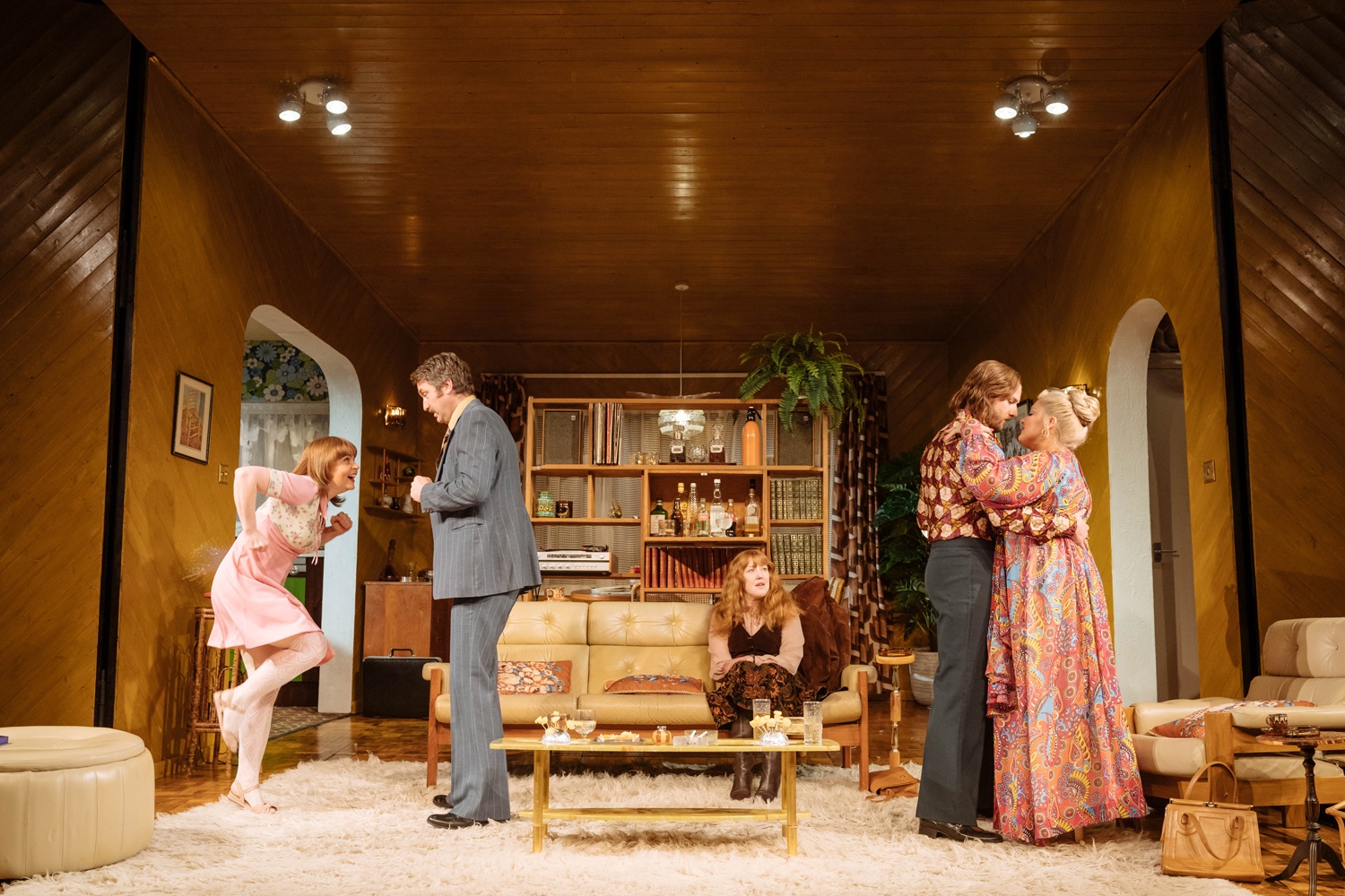 Vicky Binns, Daniel Casey, Rose Keegan, Calum Callaghan, and Jodie Prenger in Abigail's Party